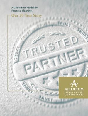Cover of Allodium's "Our 20-Year Story" brochure